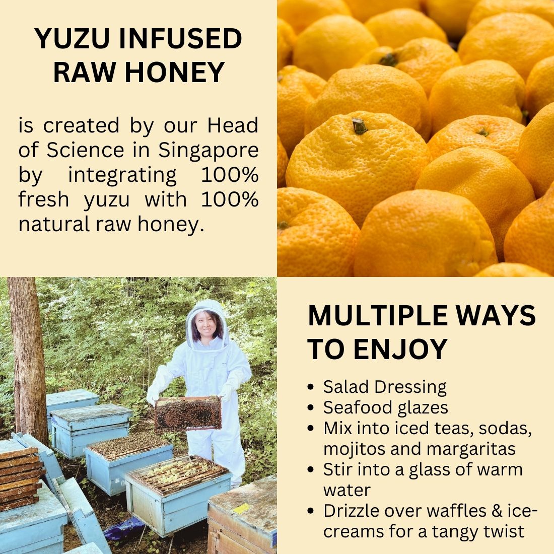 Premium Yuzu Infused Raw Honey 100% Natural Ingredient