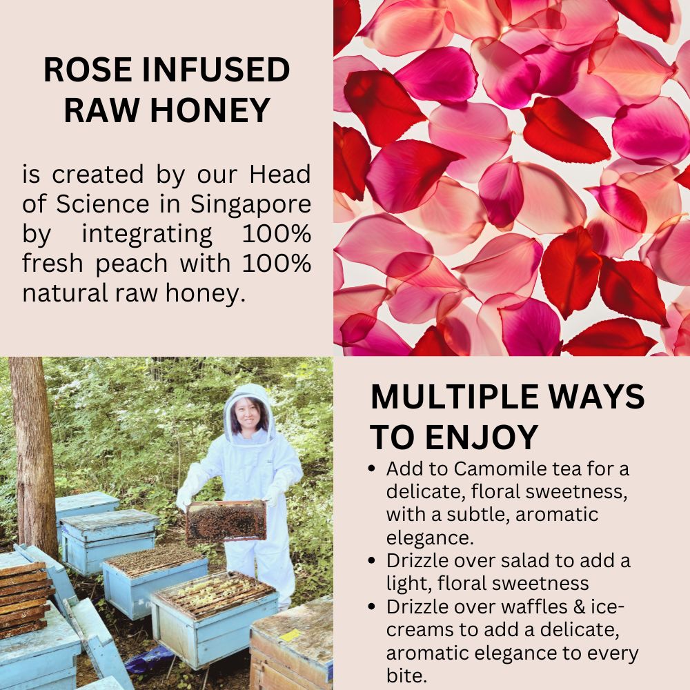 Premium Rose Infused Raw Honey 100% Natural Ingredient