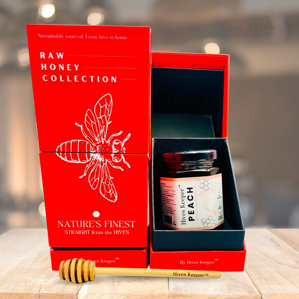 Premium Peach Infused Raw Honey 100% Natural Ingredient