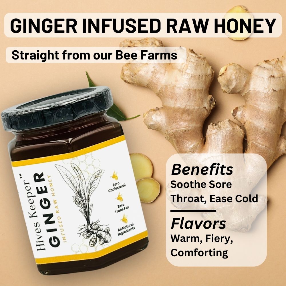 Premium Ginger Infused Raw Honey 100% Natural Ingredient