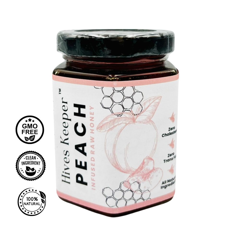 Premium Peach Infused Raw Honey 100% Natural Ingredient