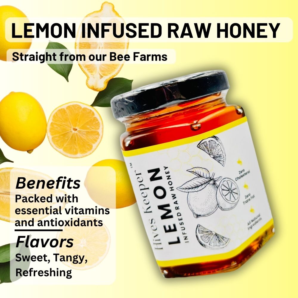 Premium Lemon Infused Raw Honey 100% Natural Ingredient