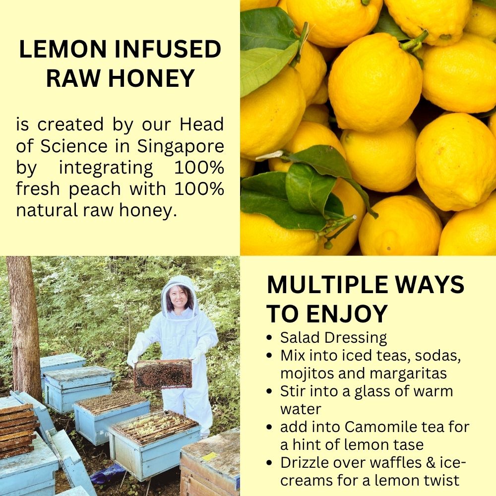 Premium Lemon Infused Raw Honey 100% Natural Ingredient