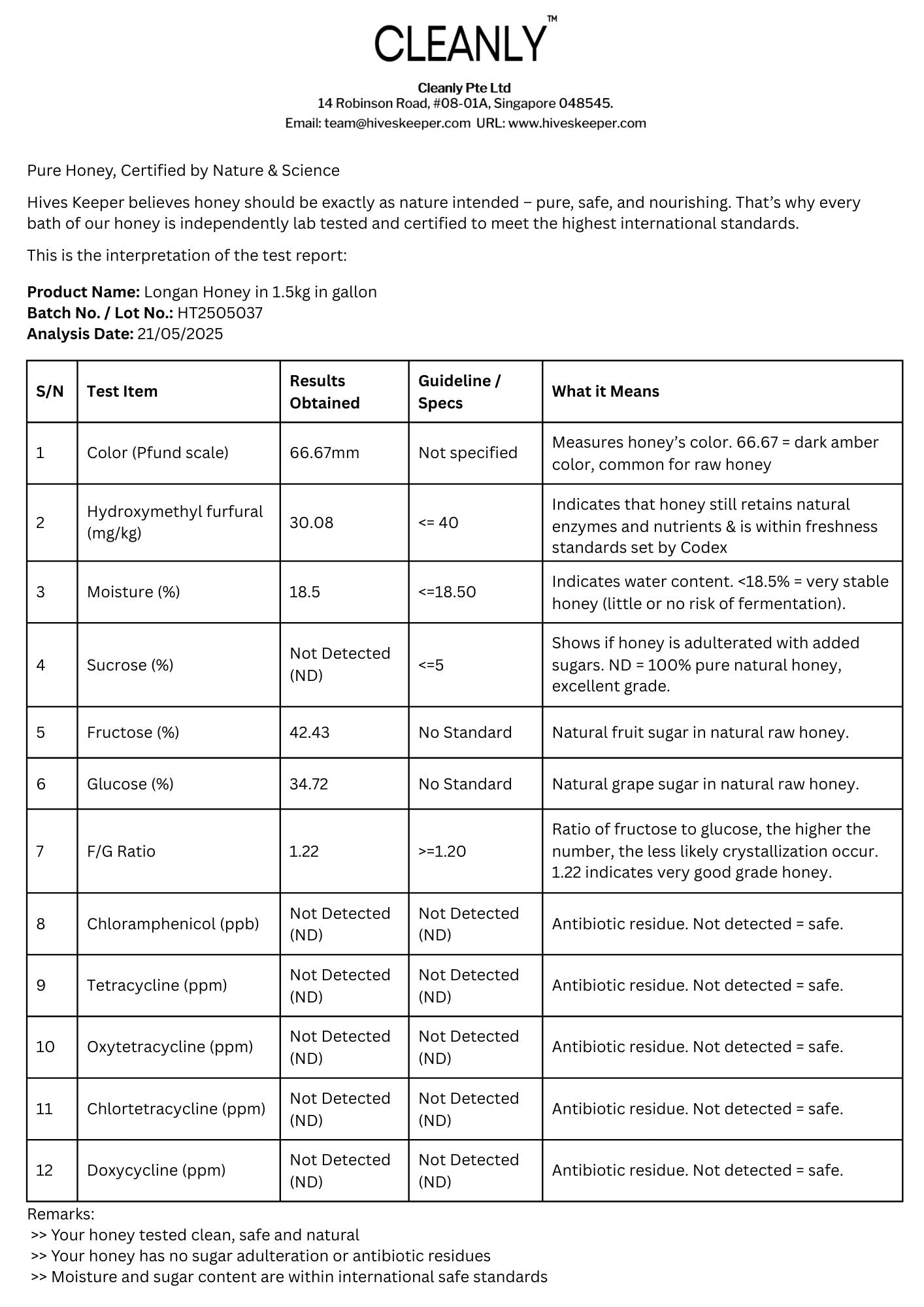 Premium Pure Longan Honey 1.5kg